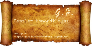 Geszler Honorátusz névjegykártya